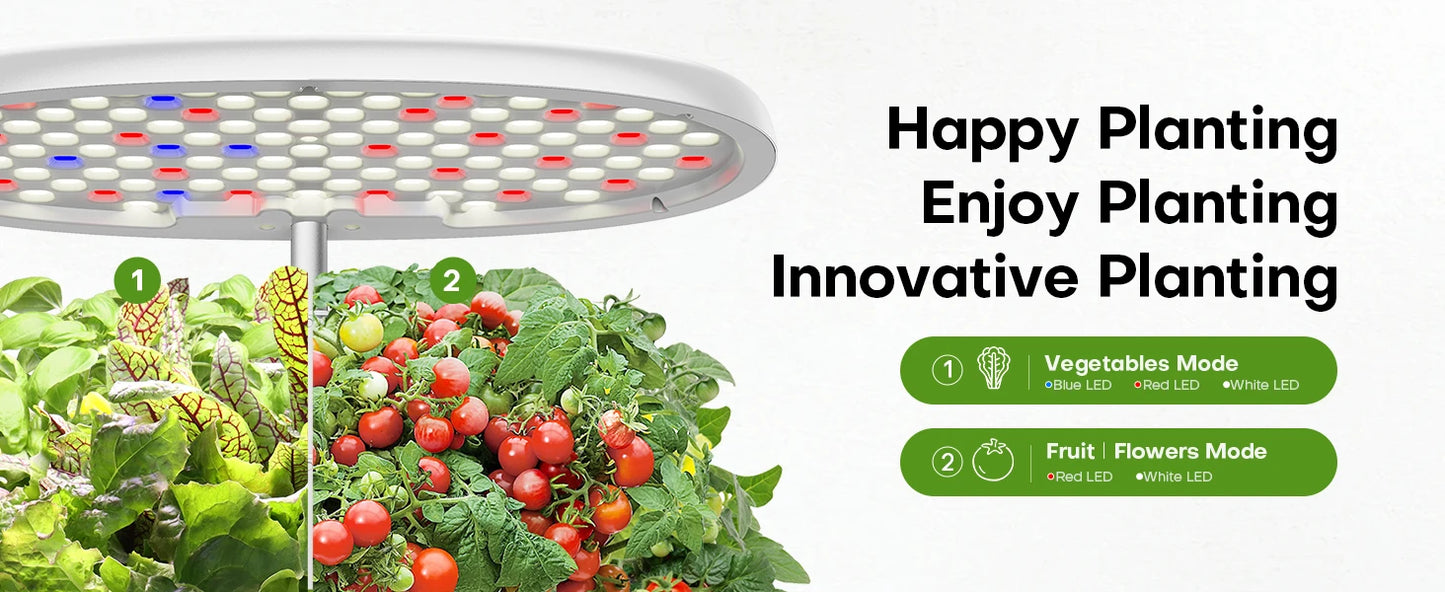 Indoor Garden Hydroponic Planting System: 12 Pod Plant Germination Kit with LED Growth Light