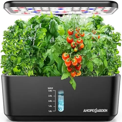 Indoor Herb Garden Hydroponic Planting System: 10 Pod LED Growth Kit