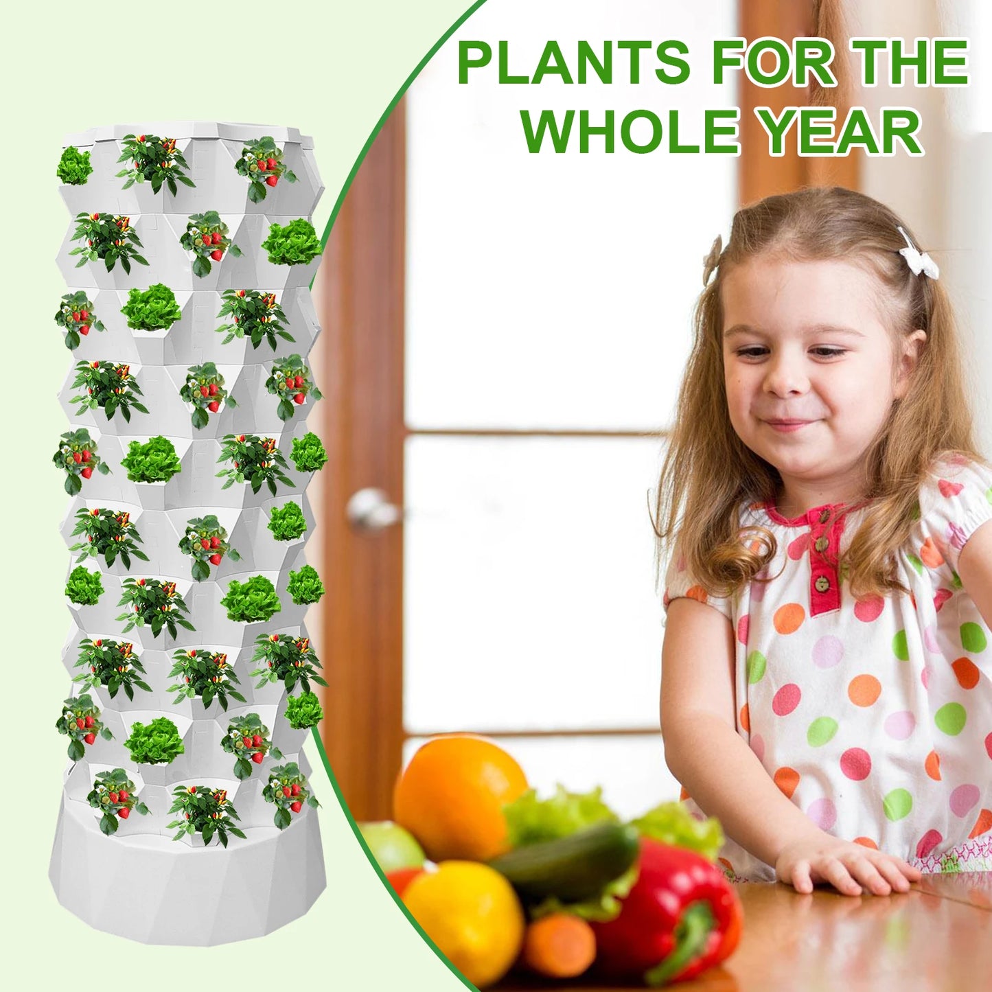 80-Slot Vertical Hydroponic Growing Tower Kit