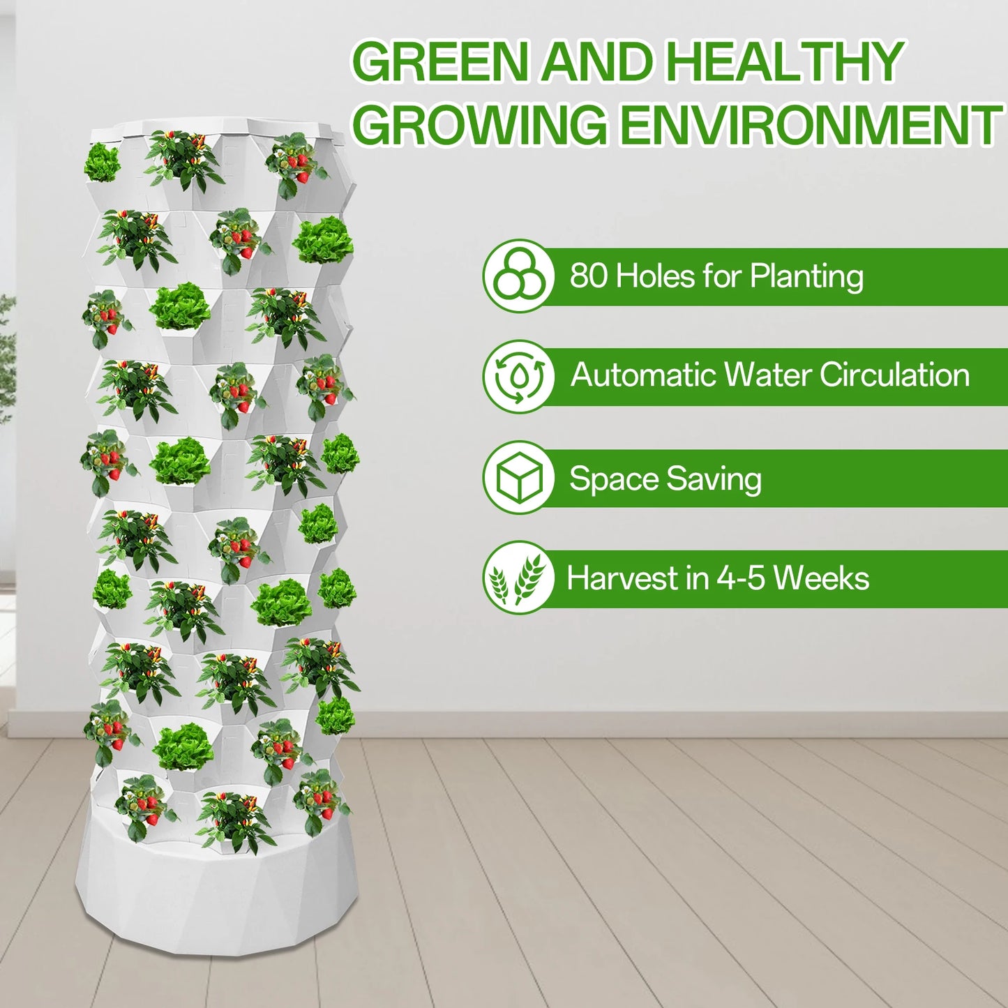 80-Slot Vertical Hydroponic Growing Tower Kit