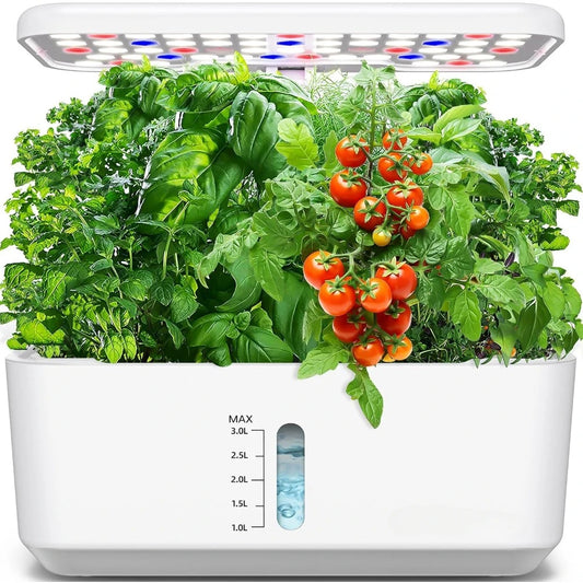 Indoor Herb Garden Hydroponic Planting System: 10 Pod LED Growth Kit