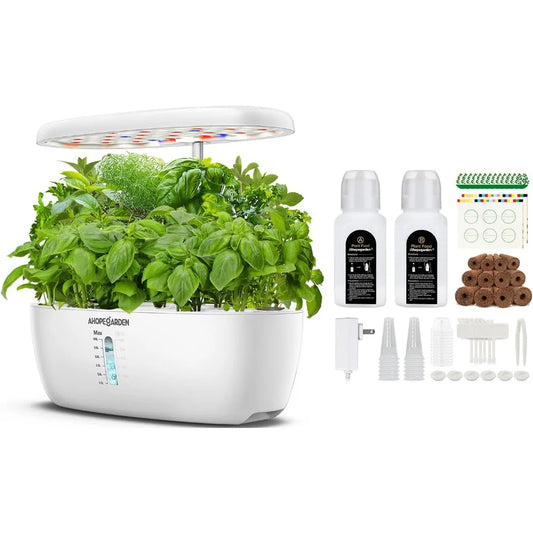 Indoor Garden Hydroponic Planting System: 12 Pod Plant Germination Kit with LED Growth Light